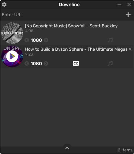 Downline graphical user interface for youtube-dl