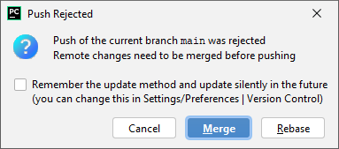 IntelliJ git push rejected