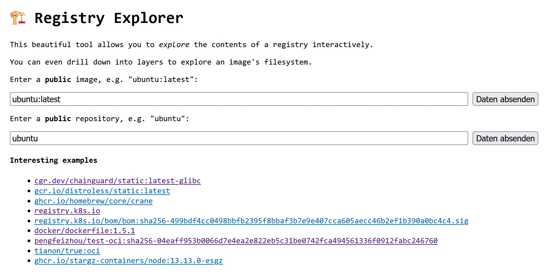 oci.dag.dev start page