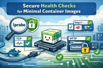 Secure health checks for minimal container images